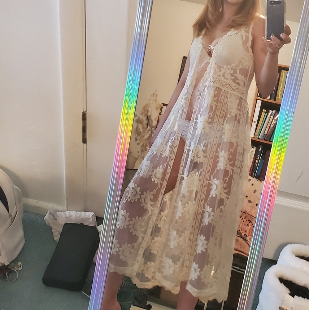 A gorgeous cream white lacy lingerie